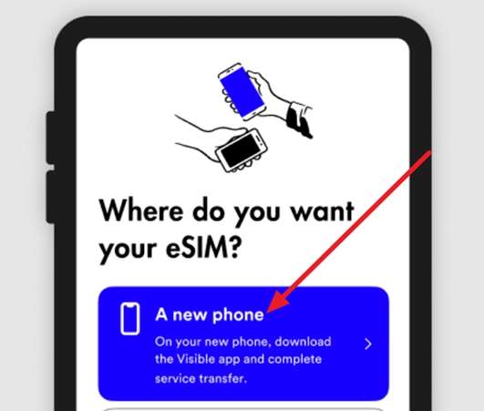 tap new phone transfer esim visible