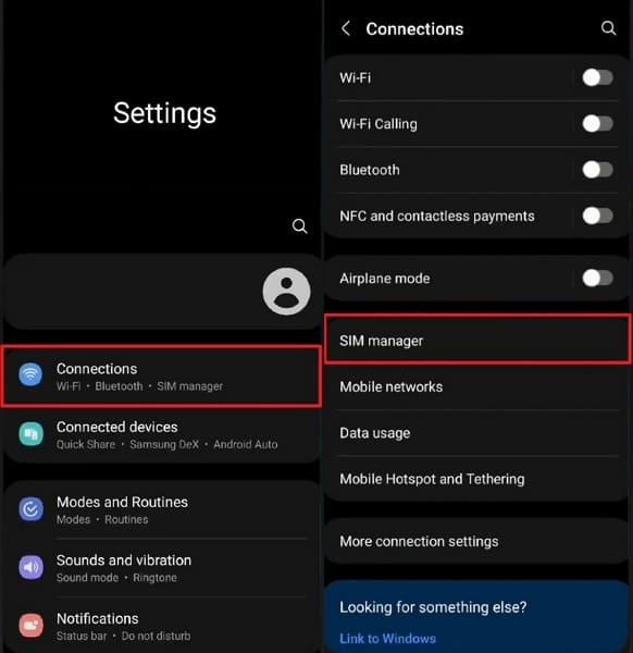android samsung sim management