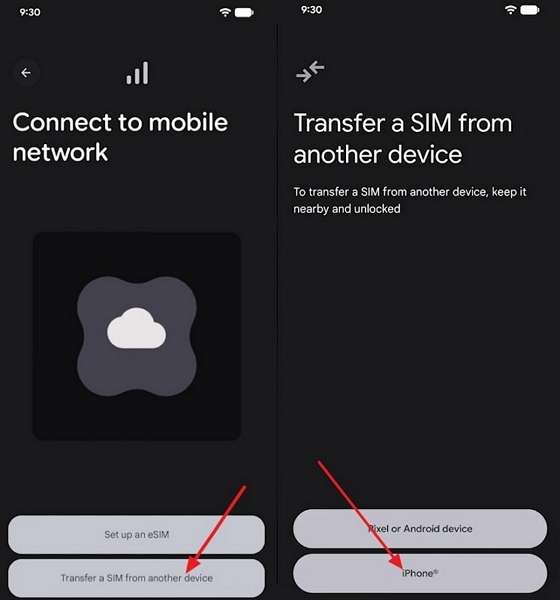 tap transfer esim from another device