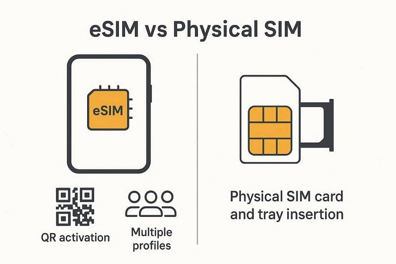 comparing esim physical sim