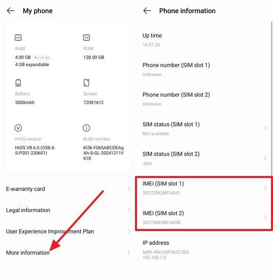 access imei new phone esim transfer
