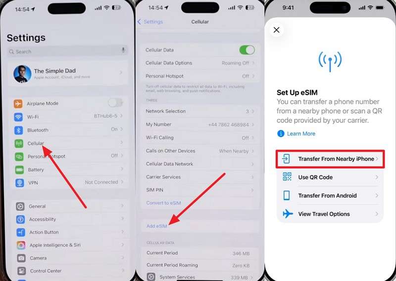 transfer from iphone option