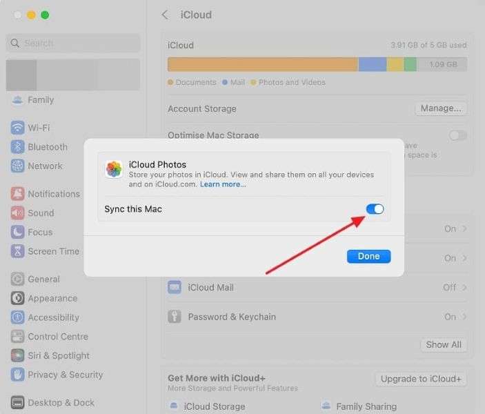 choose sync this mac