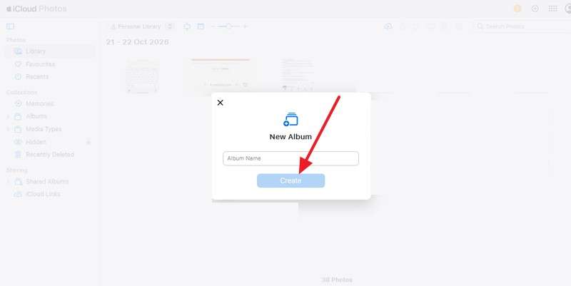 tap the create button