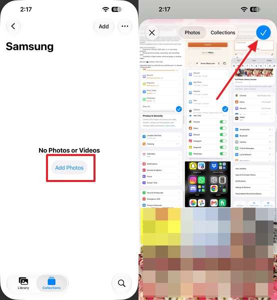 choose add photos and done