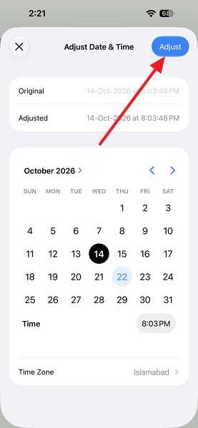 choose date and adjust