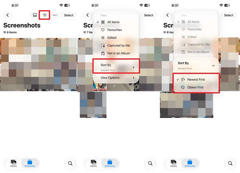sort and filter your album