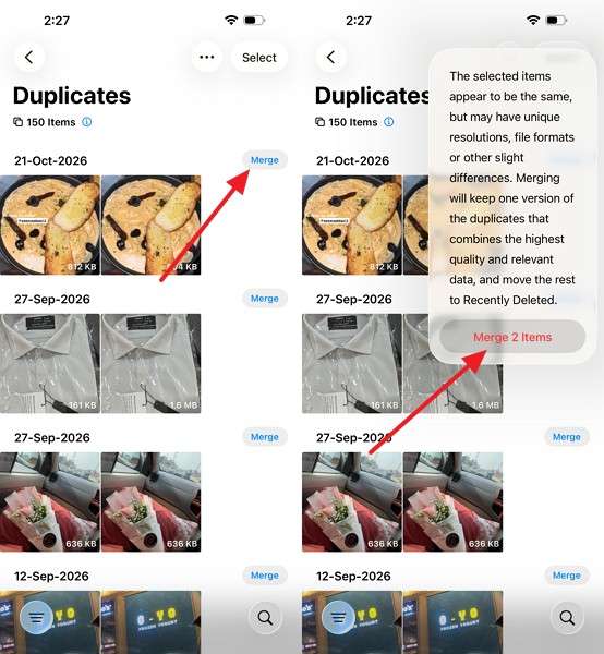 choose merge images option