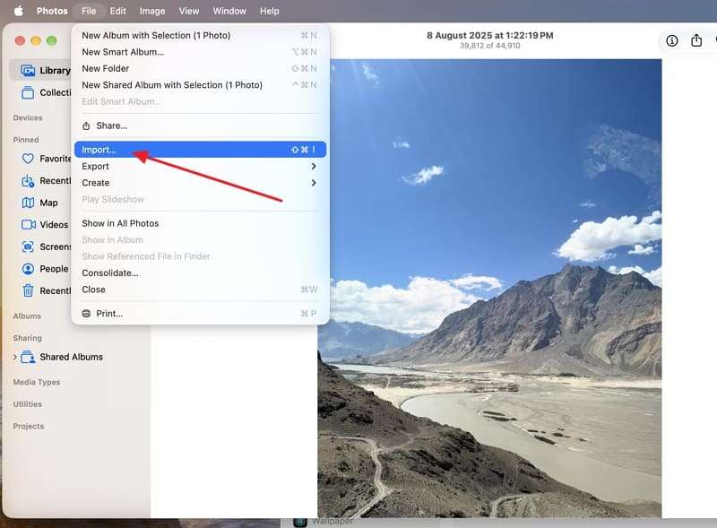 choose file and import