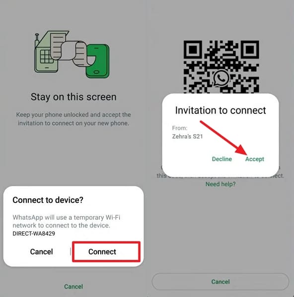 confirm transfer chat feature android