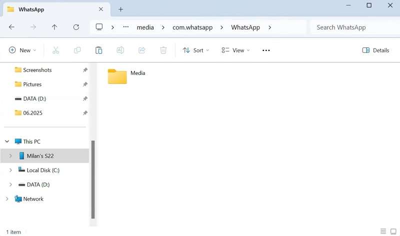 paste whatsapp data in new android