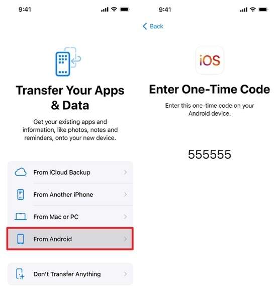 get transfer from android code