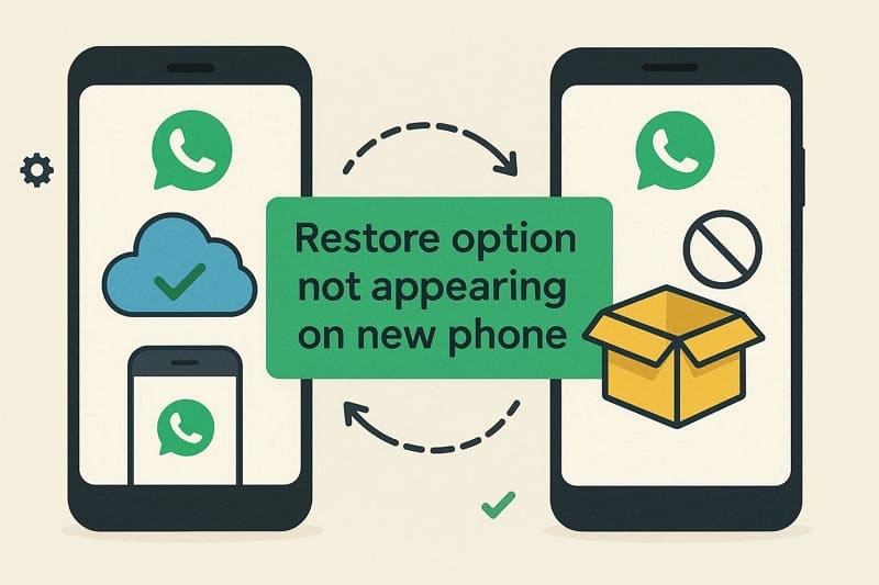 disappear restore option whatsapp data
