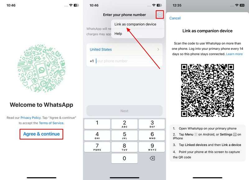 choose link as companion on iphone