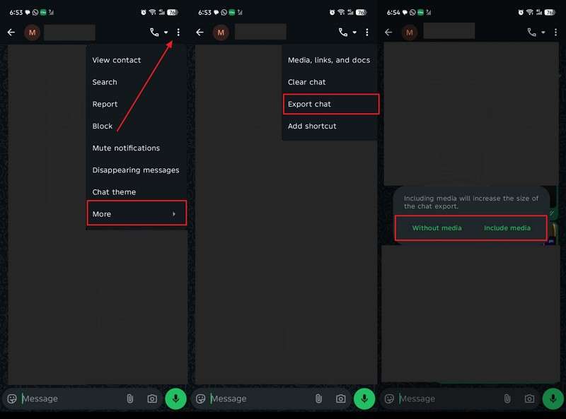 export whatsapp chat on oppo