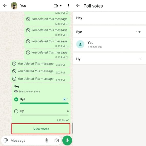 take android screenshot whatsapp poll