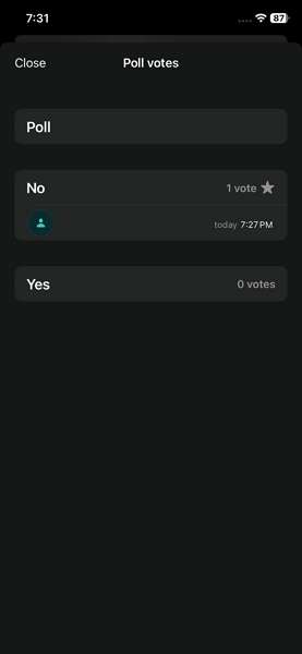 iphone whatsapp poll screenshot