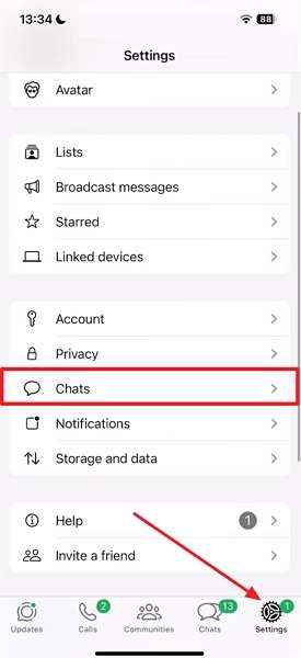 iphone chat settings whatsapp