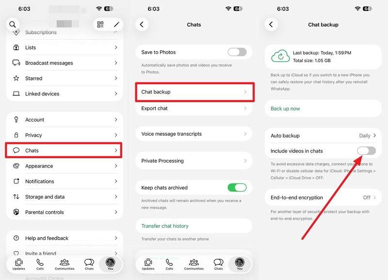 include videos in chats