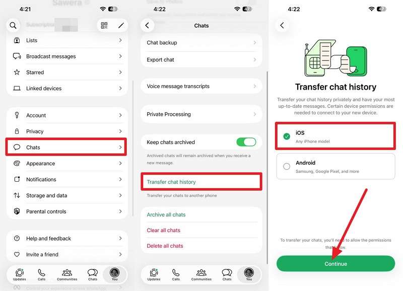 tap on ios and continue