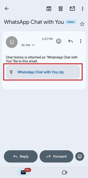 download zip file other phone gmail