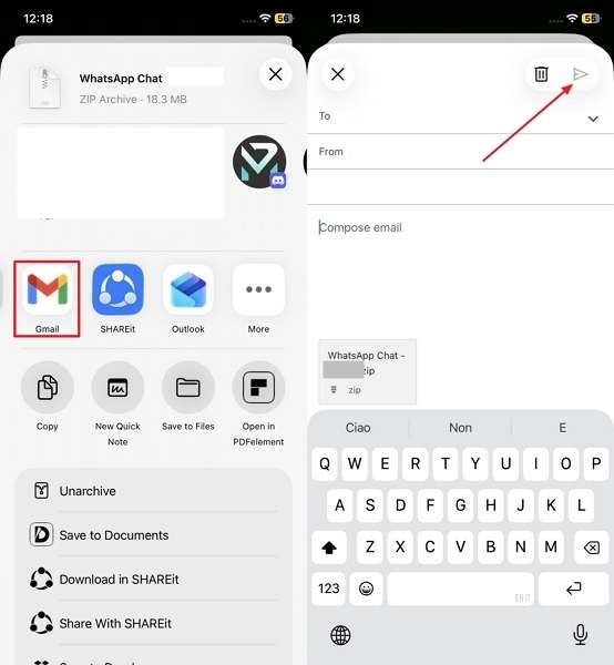 access gmail app send zip file