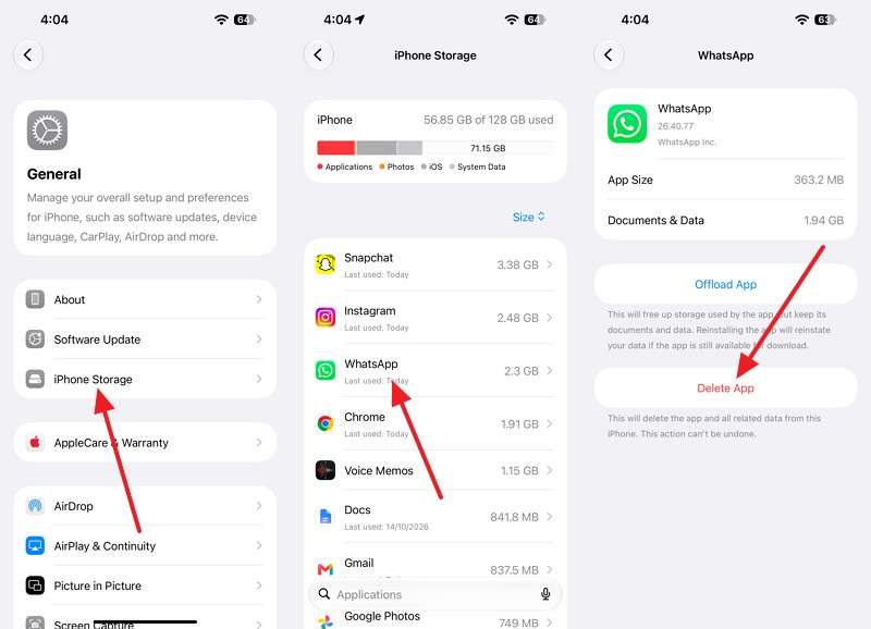 choose whatsapp delete app