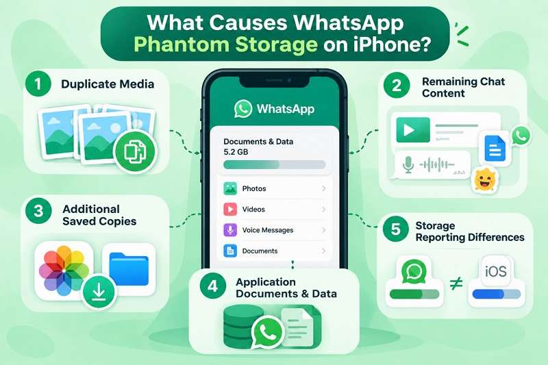 what causes extra whatsapp storage