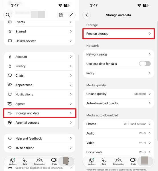 choose free up storage