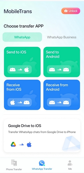choose send to android and receive from android