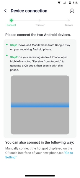 scan qr code to connect two android devices