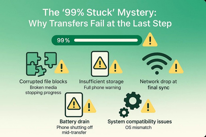 why whatsapp transfer gets stuck