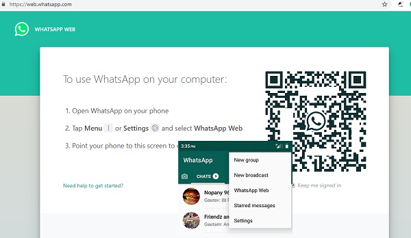 استخدام إعداد الويب whatsapp