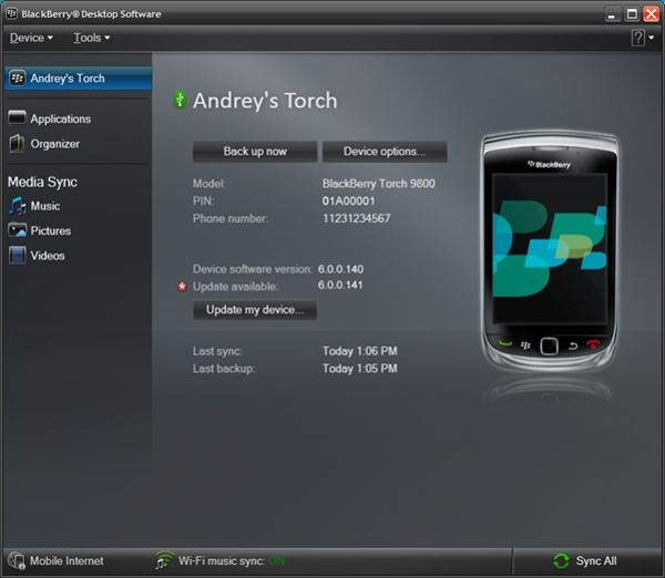 BlackBerry a iPhone-seleccionar modo del dispositivo