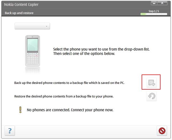 Transferir contatos da Nokia para contatos do Galaxy-backup no telefone Nokia antigo