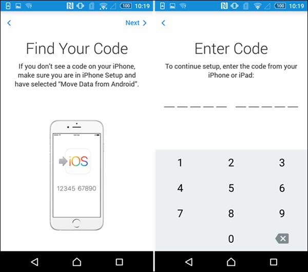 passer à l'ios-lancer l'application ios et entrer le code