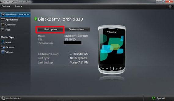 Passo 3 para transferir dados do BlackBerry-backup e restauração