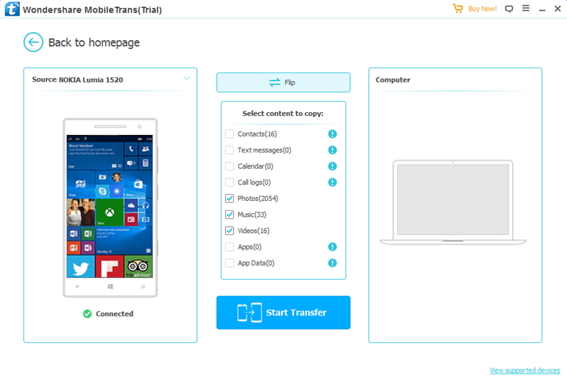 Téléphone Windows vers Android -sauvegarder téléphone Windows