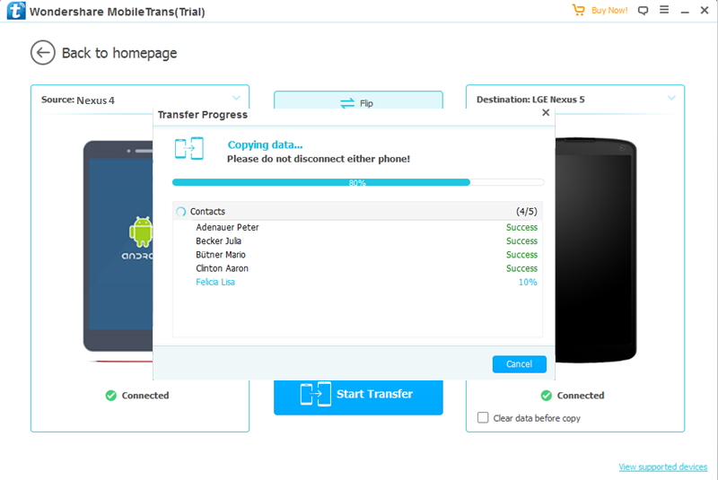 transfert depuis Nexus 4 vers Nexus 5